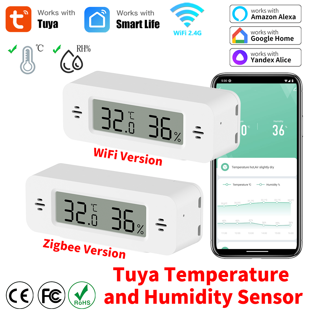Smart Home Zigbee - Tuya WiFi/Zigbee Temperature Humidity Sensor Smart
