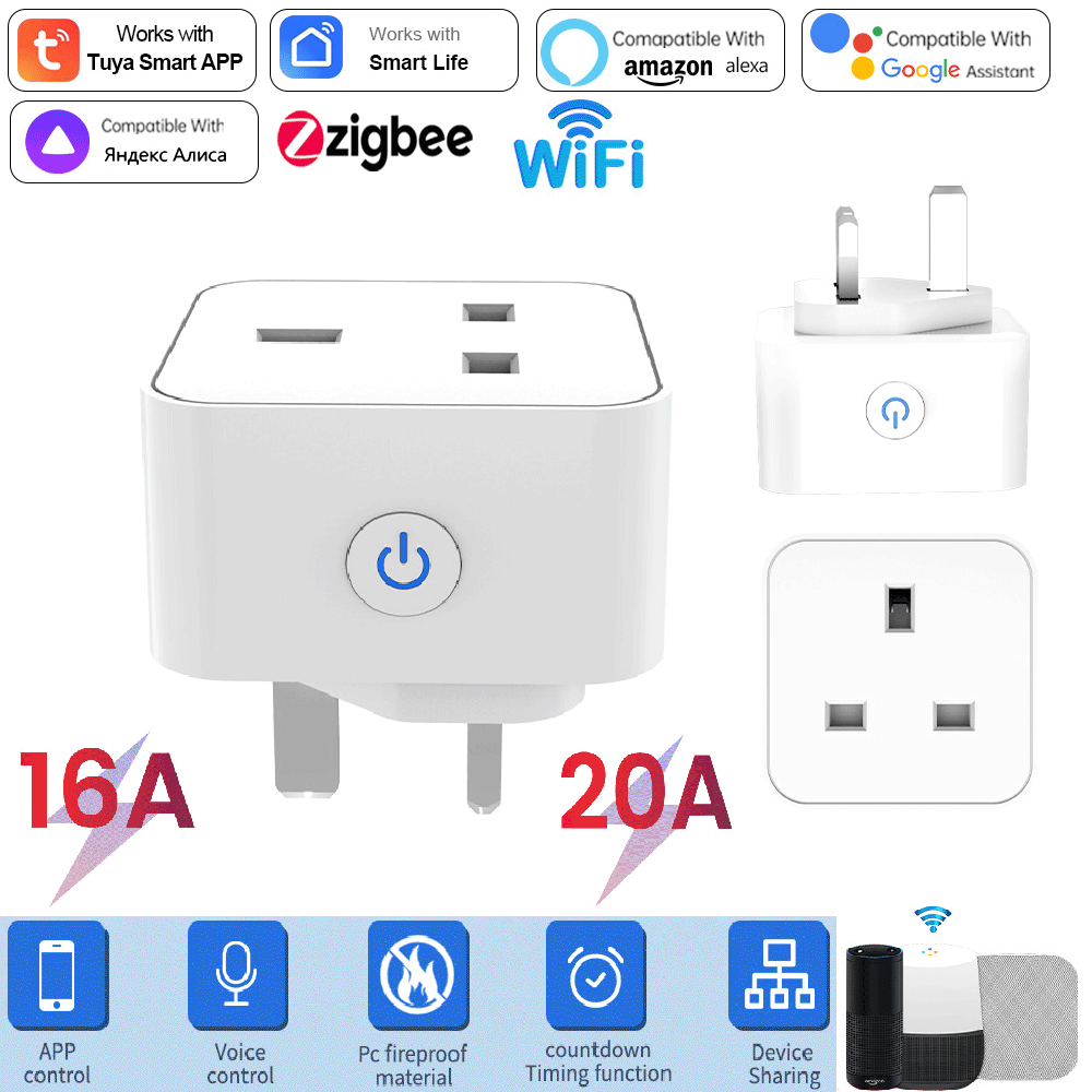 Smart Home Zigbee Gateway - Tuya Smart Socket 16A/20A WiFi or