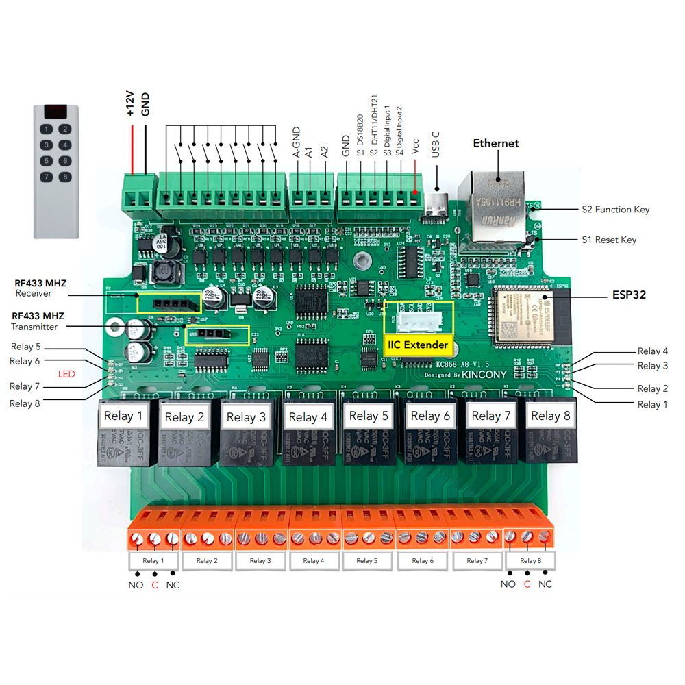 Smart Home Mqtt - Kincony A8 ESP32 Development Board Smart