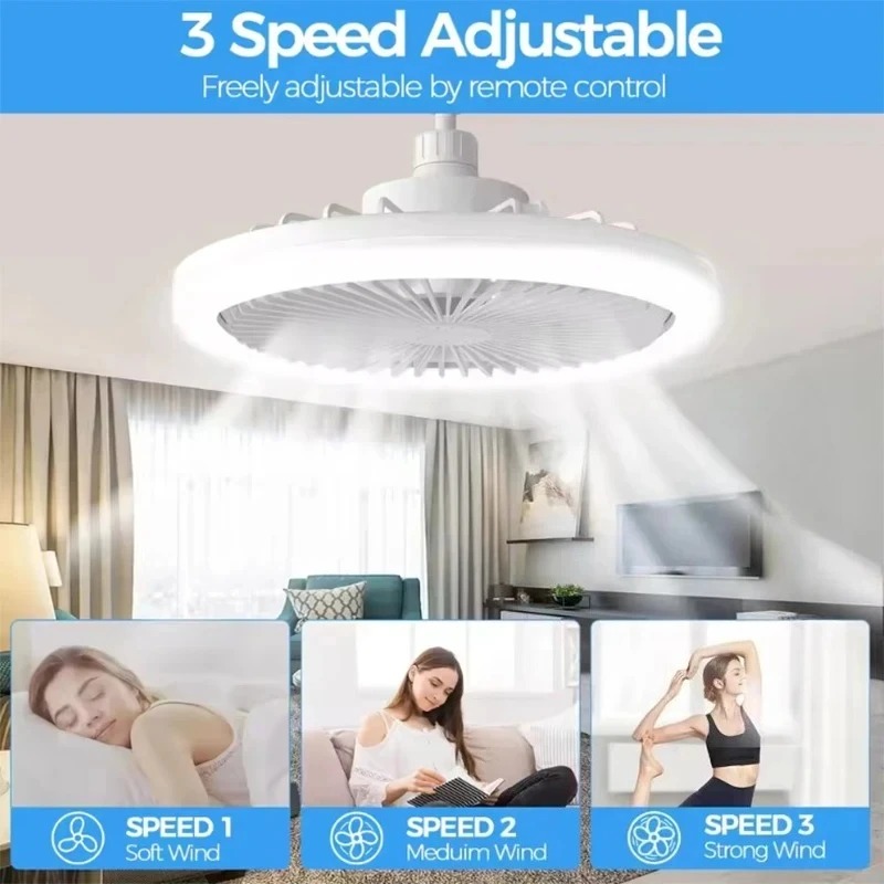 Smart Home Ventilation System - Rotatable 3in1 Ceiling Fan Light E27