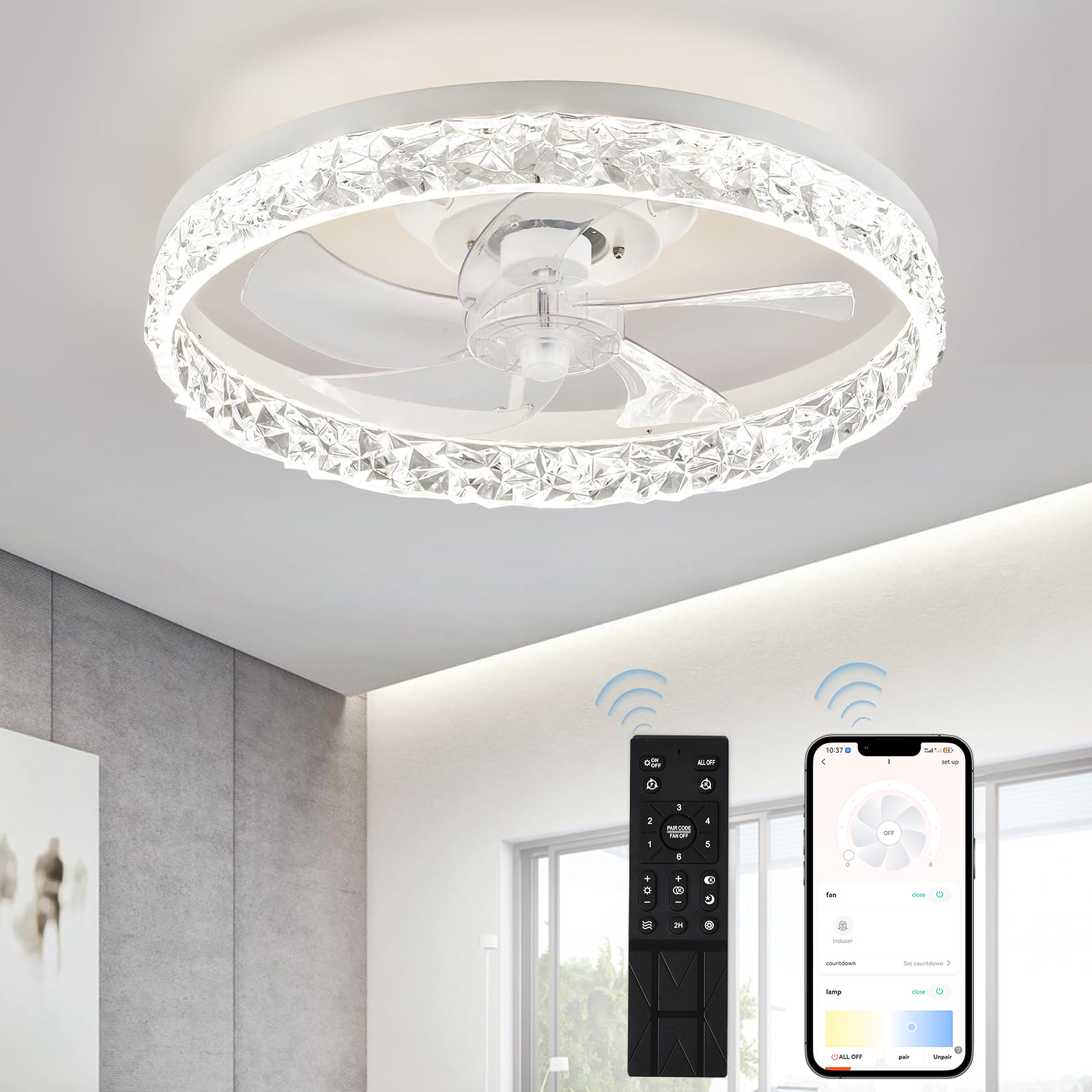Smart Home Ventilation System - Modern LED Ceiling Fan Lmap Remote