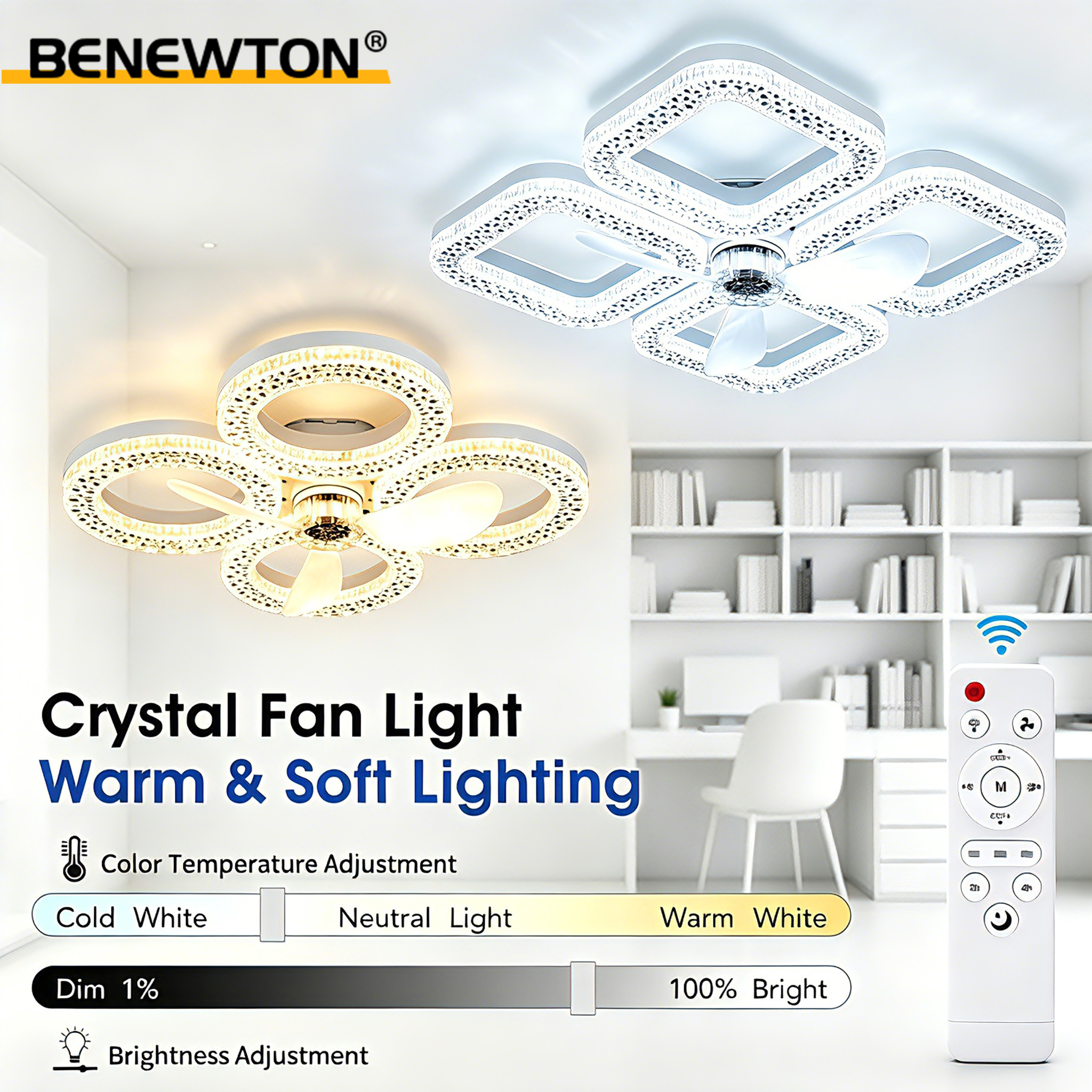 Smart Home Ventilation System - Modern Ceiling Fan with Light Low