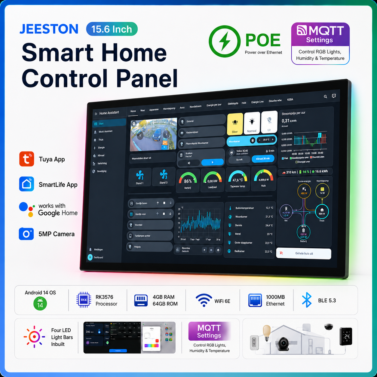 Smart Home Touchscreen Control Panel - Inwall 15.6 Inch Smart Home Control