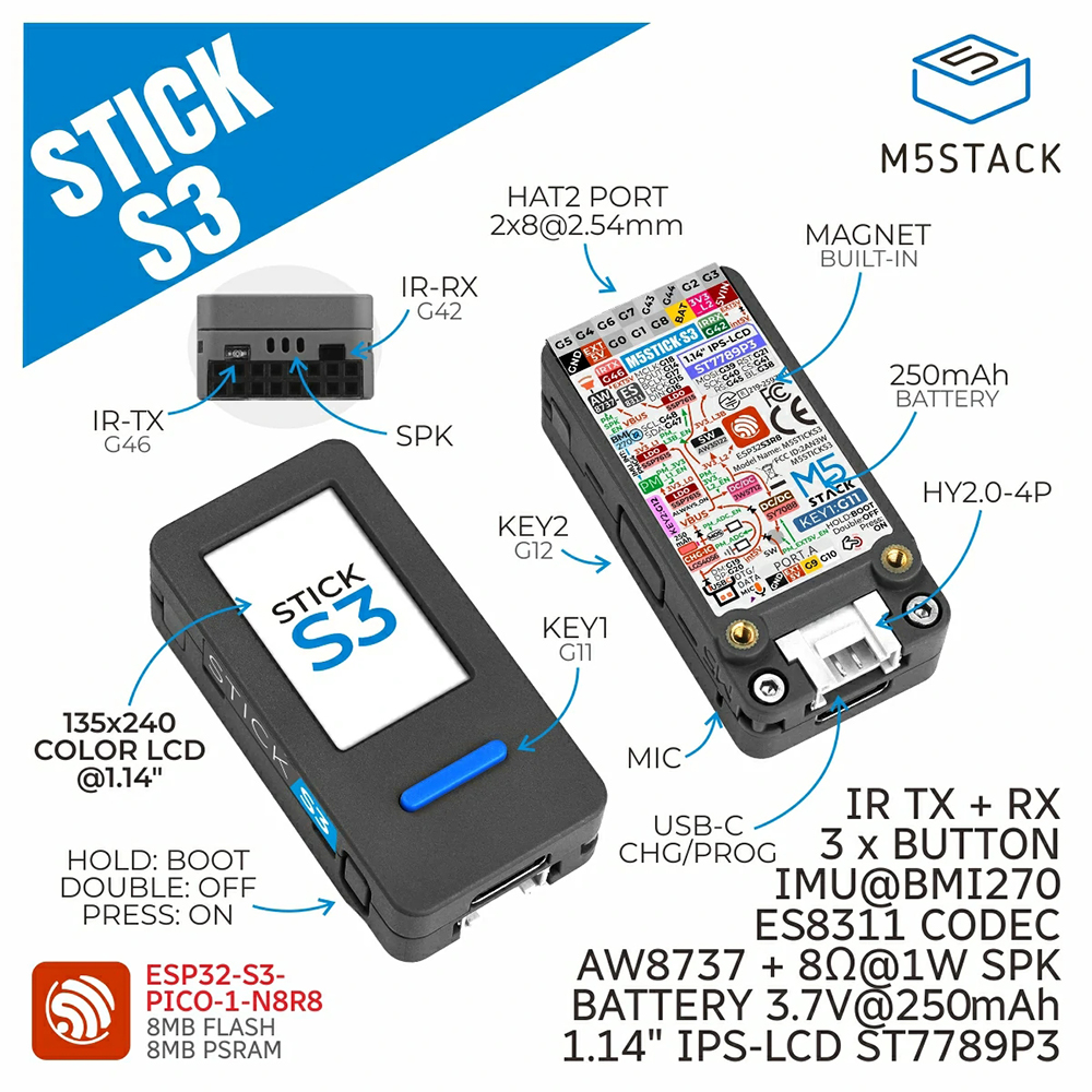 M5Stack M5StickS3 ESP32-S3 IoT - Smart Home Dashboard 리뷰 및 가격