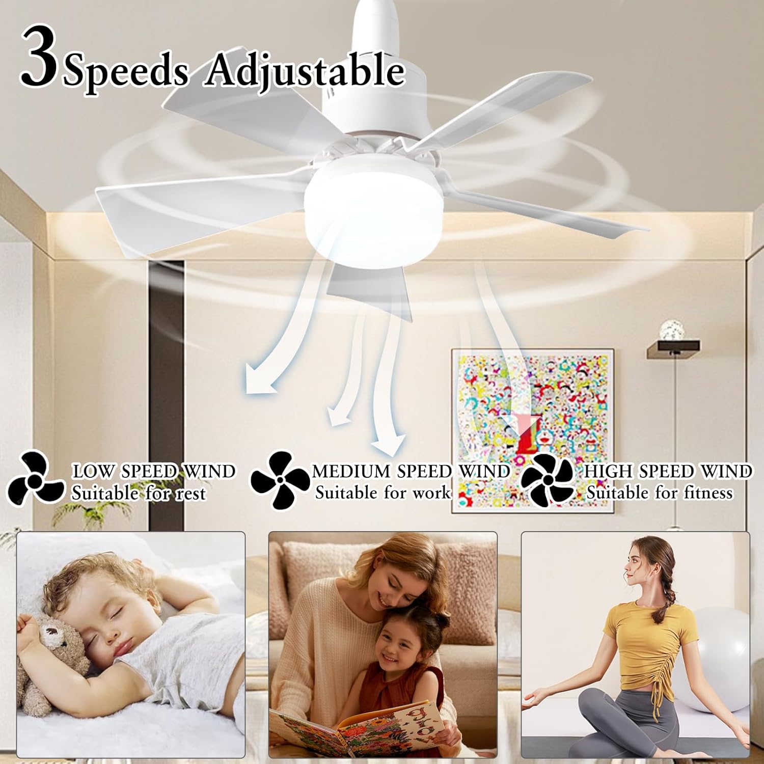 LED Ceiling Fan With Light E27 - Smart Home Ventilation System 리뷰 및 가격