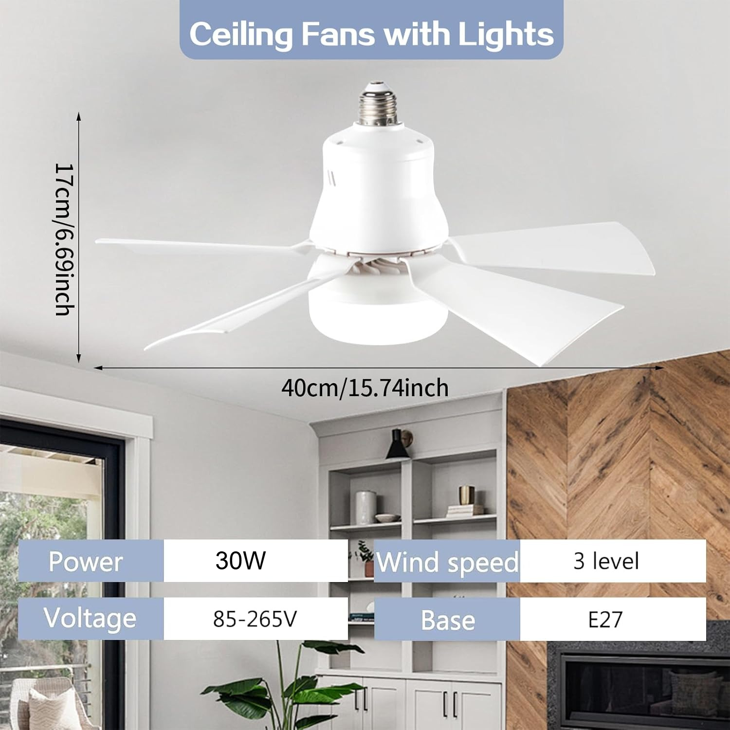 LED Ceiling Fan With Light E27 - Smart Home Ventilation System 리뷰 및 가격