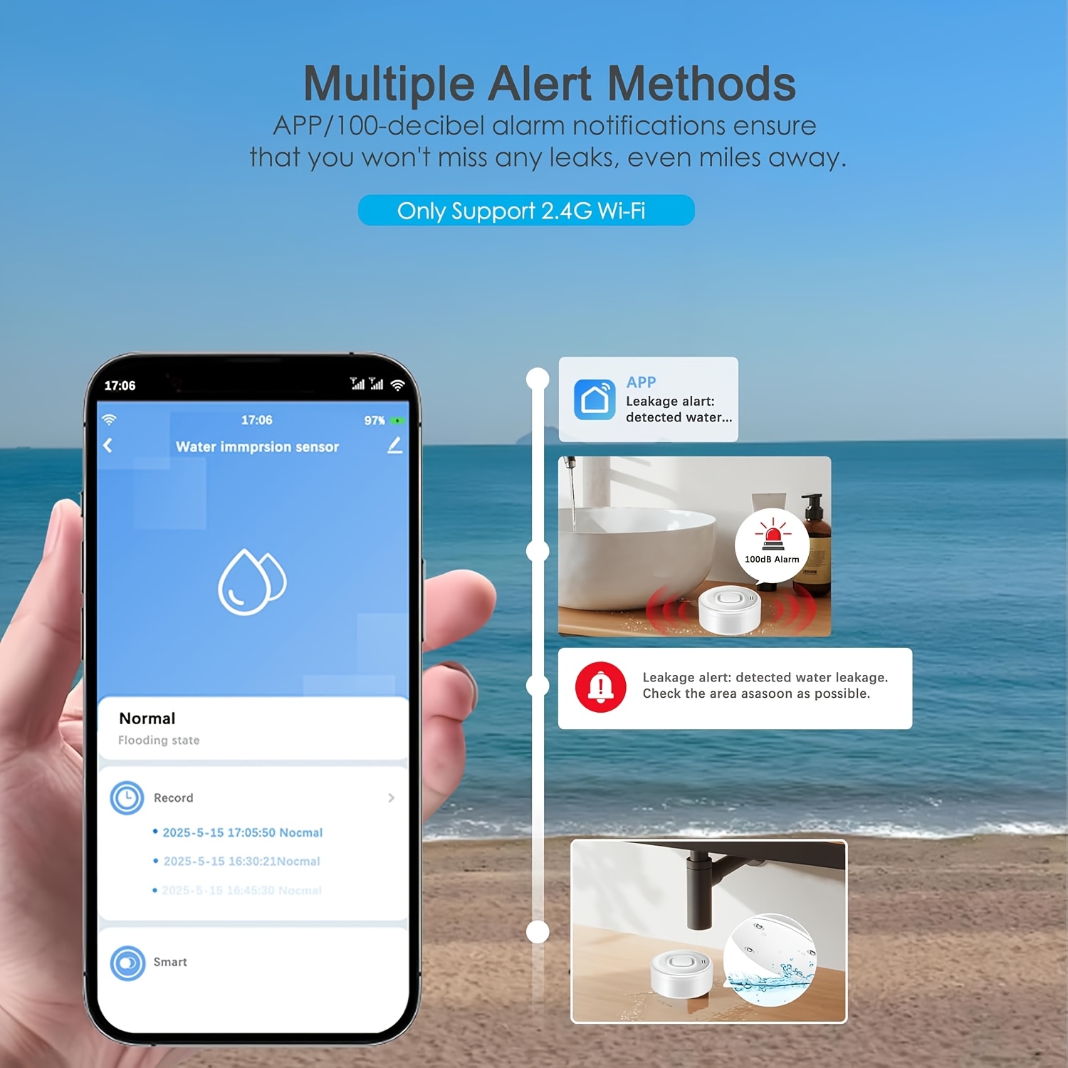 YNF Smart WiFi Water Leak Dete - Smart Home Ynf 리뷰 및 가격